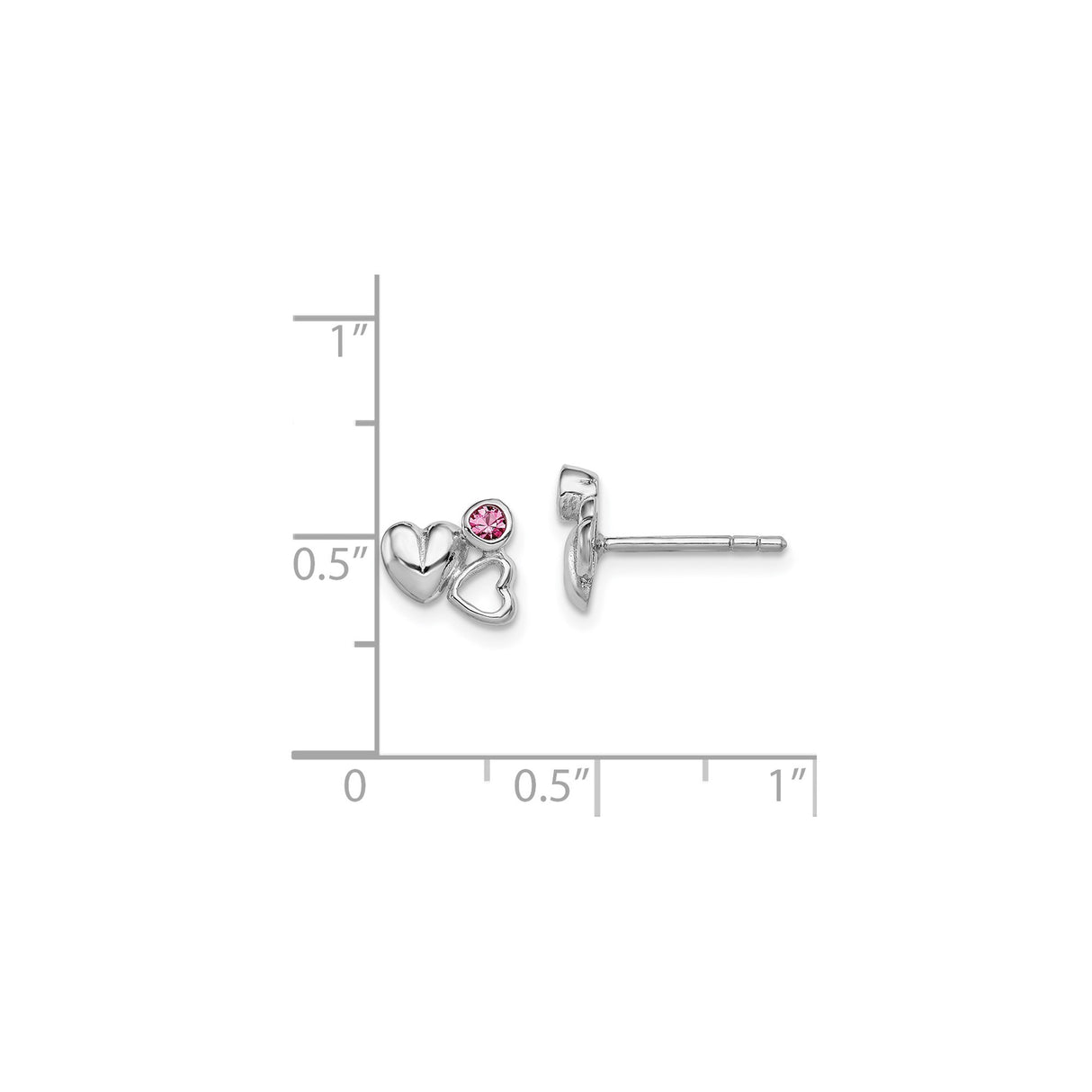 Sterling Silver Stud Earrings, Crystal Heart Trio Design, Romantic Jewelry for Women