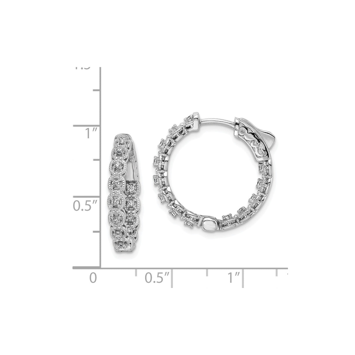 Sterling Silver Hoop Earrings with Cubic Zirconia Clusters, Vintage Floral Design
