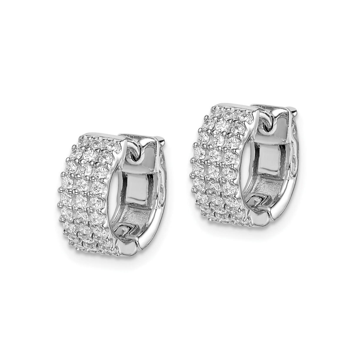 Sterling Silver Hoop Earrings with Cubic Zirconia, Pavé Setting, Small Round Formal Jewelry