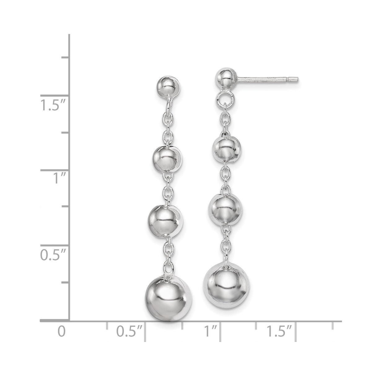 Sterling Silver Dangle Earrings with Graduated Ball Drop Design and Polished Finish for Women