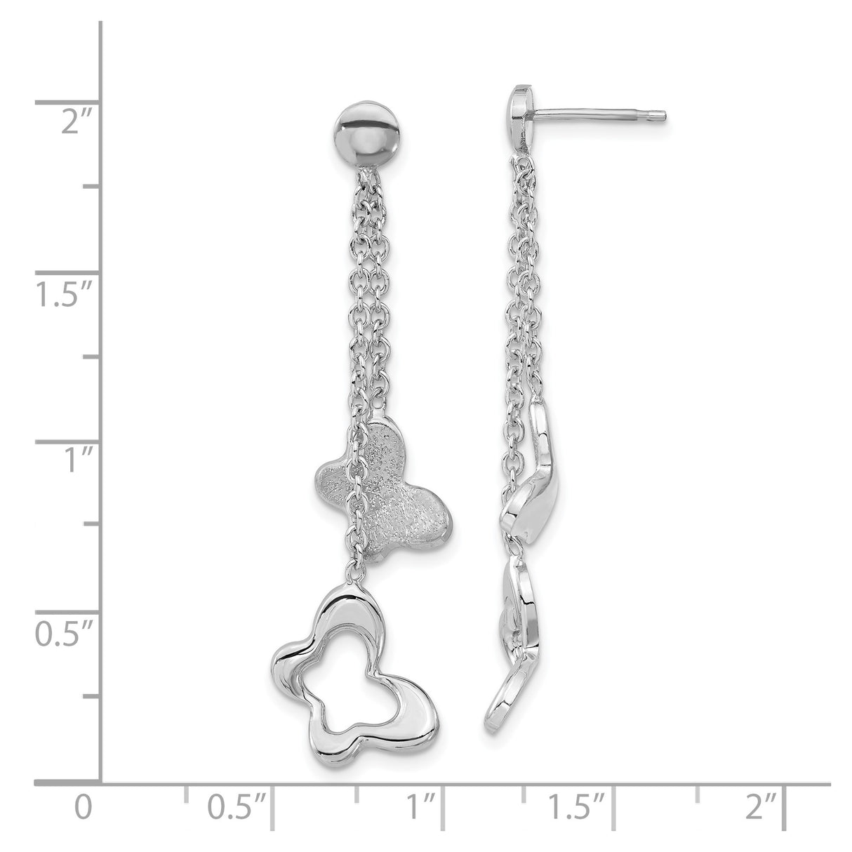 Sterling Silver Butterfly Dangle Earrings with Textured and Open-Cut Charms