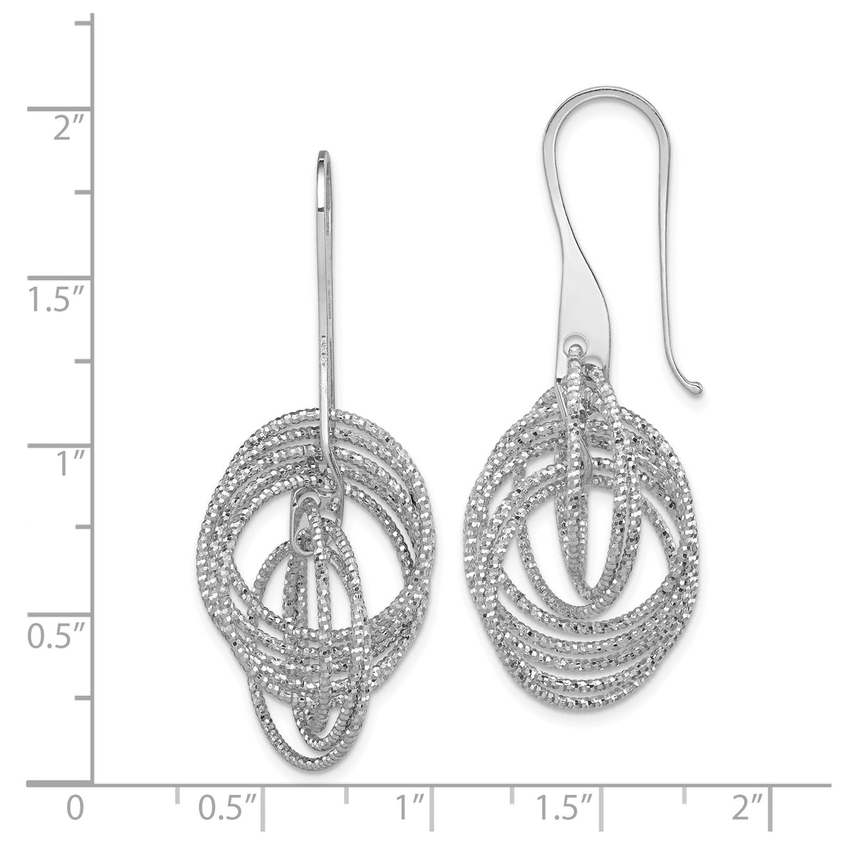 Sterling Silver Drop Earrings with Twisted Multi-Hoop Design and Diamond-Cut Finish