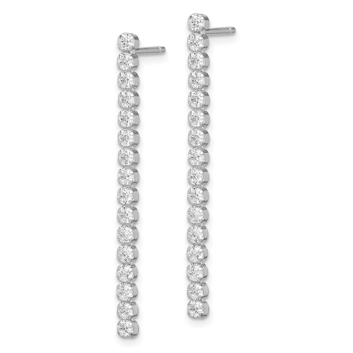 Sterling Silver Drop Earrings with Cubic Zirconia, Linear Dangle Style for Women
