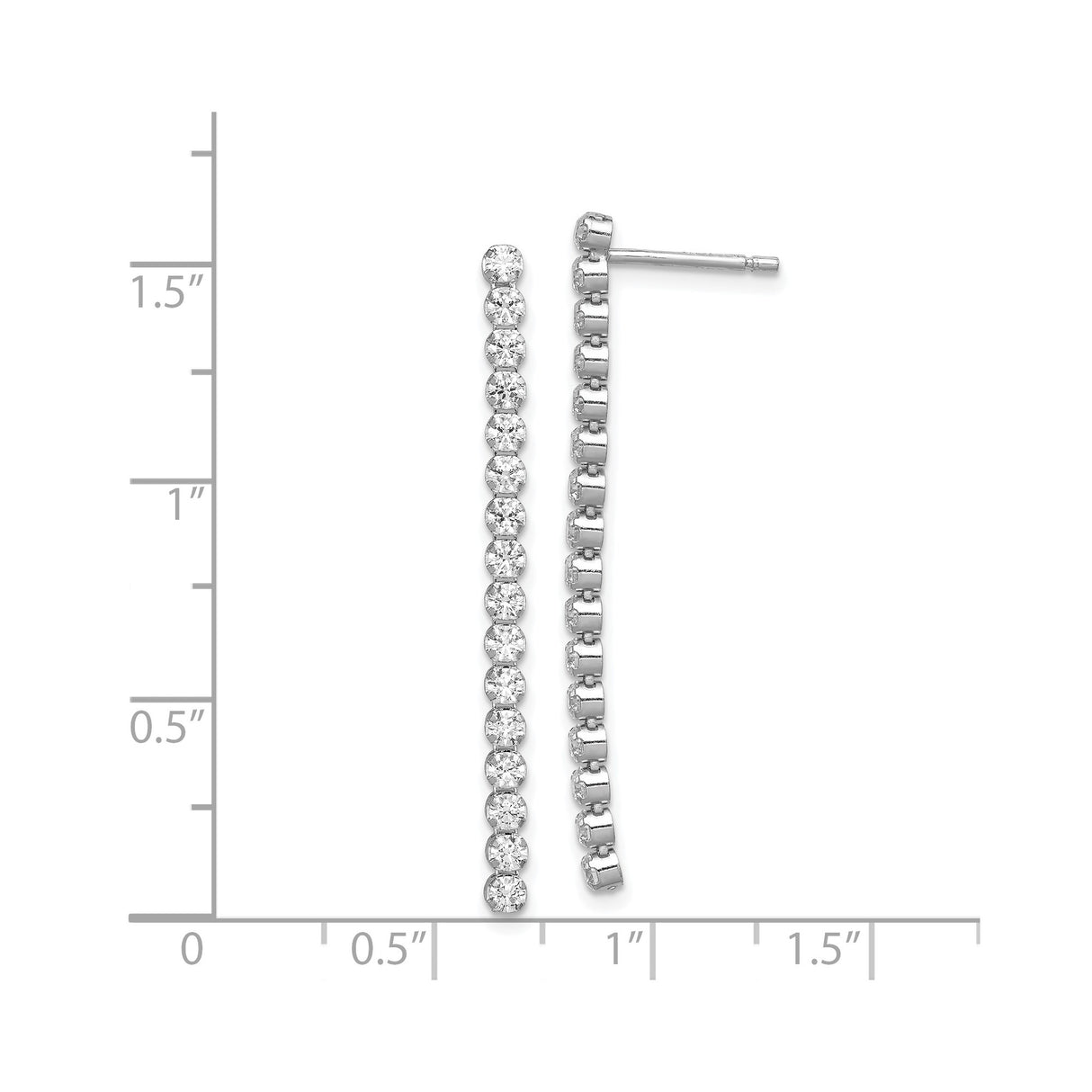 Sterling Silver Drop Earrings with Cubic Zirconia, Linear Dangle Style for Women