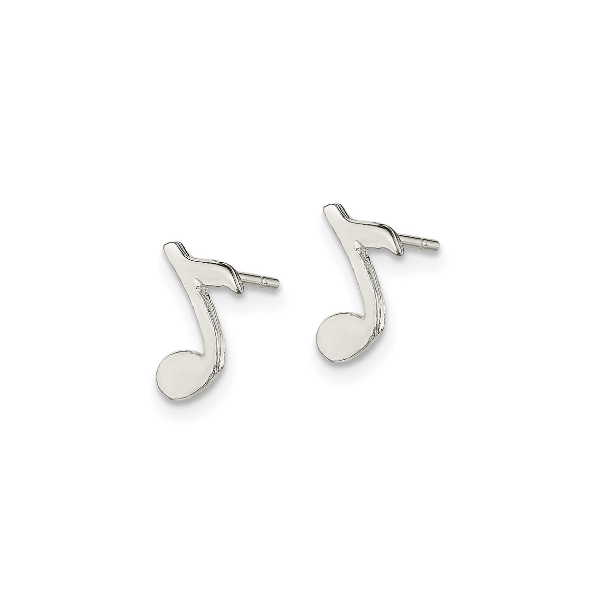 Sterling Silver Music Note Stud Earrings with Eighth Note Design for Women and Unisex