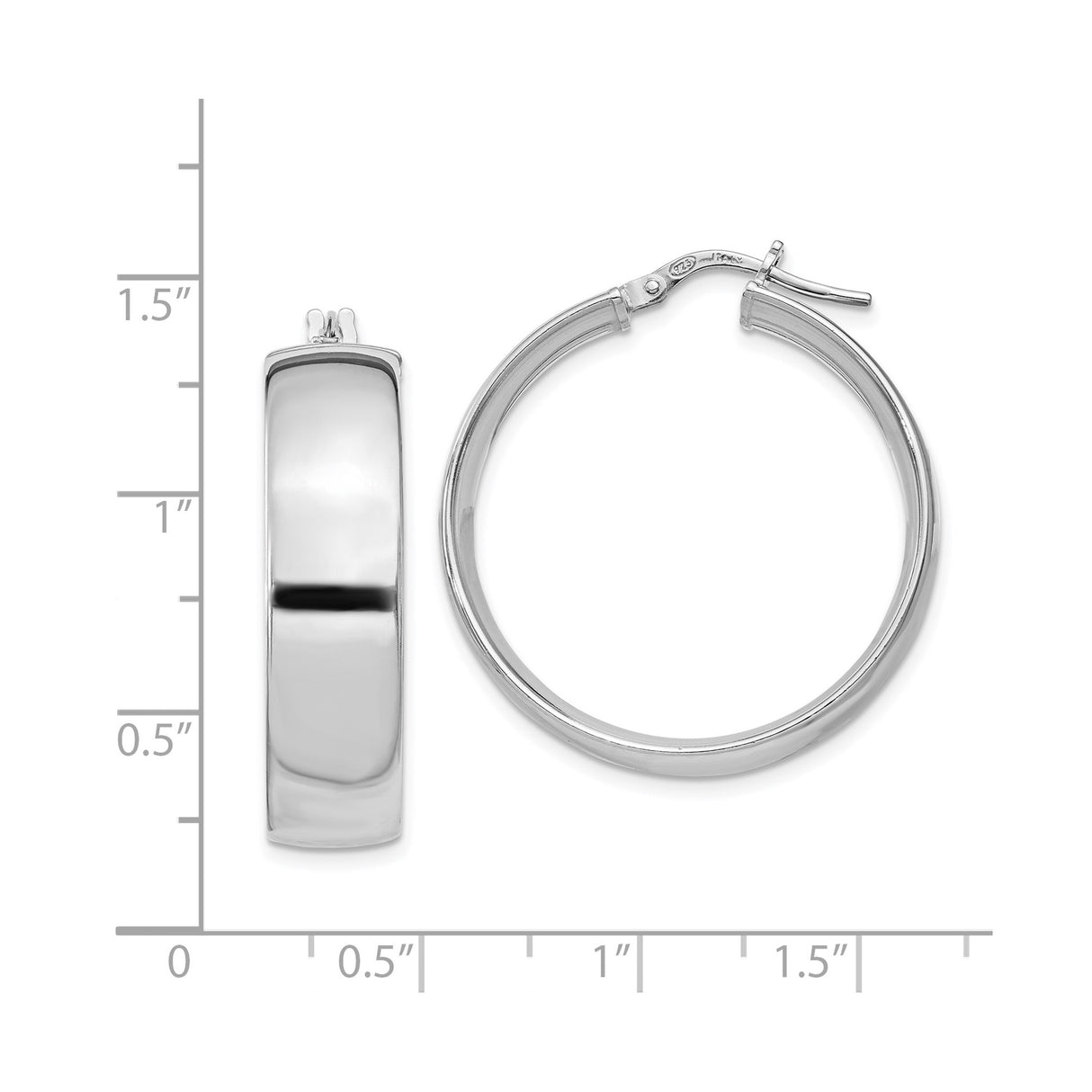 Sterling Silver Hoop Earrings, High-Polish Wide Round Design, Smooth and Shiny Nickel-Free Finish