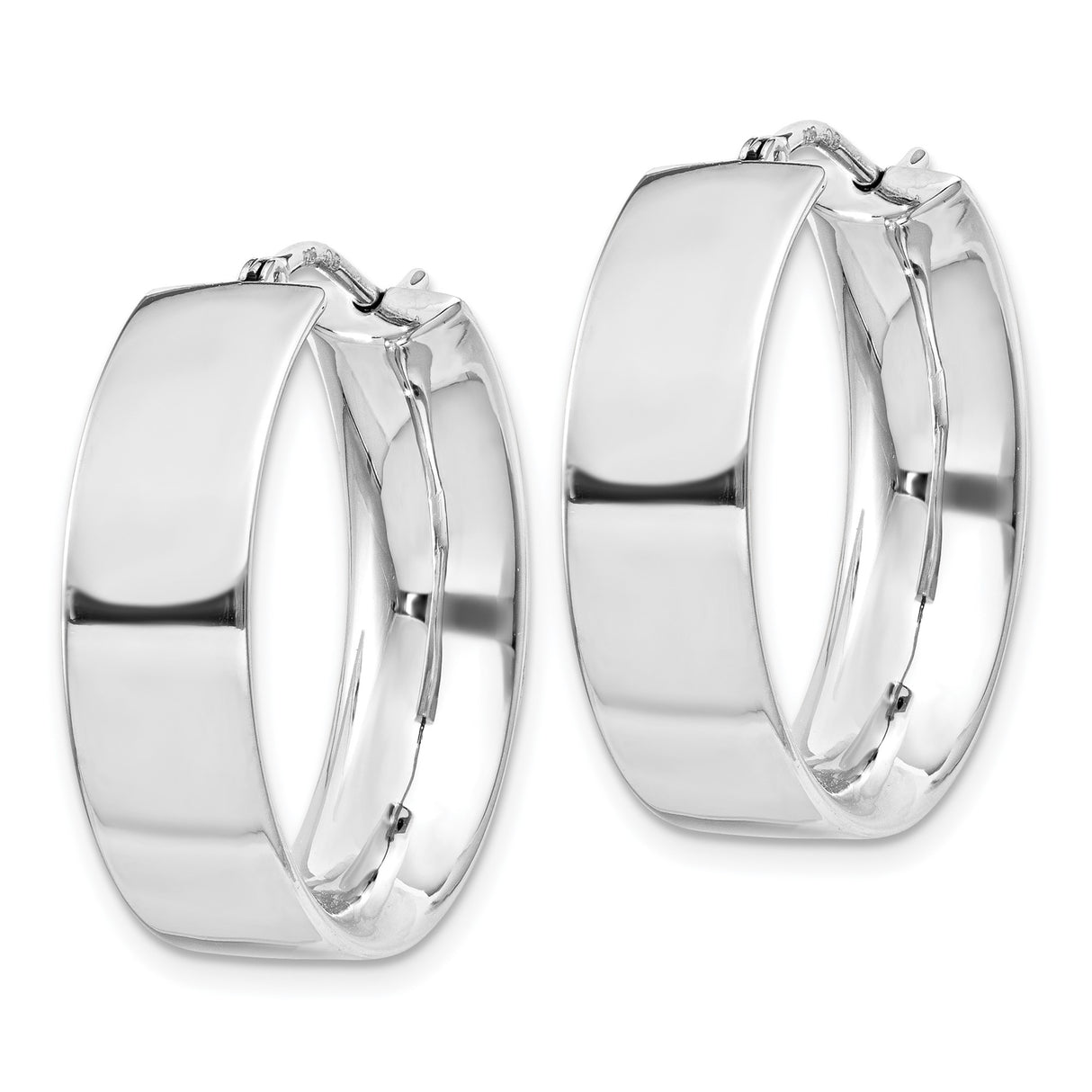 Sterling Silver Hoop Earrings, Wide Polished Finish, Classic Minimalist Style for Women