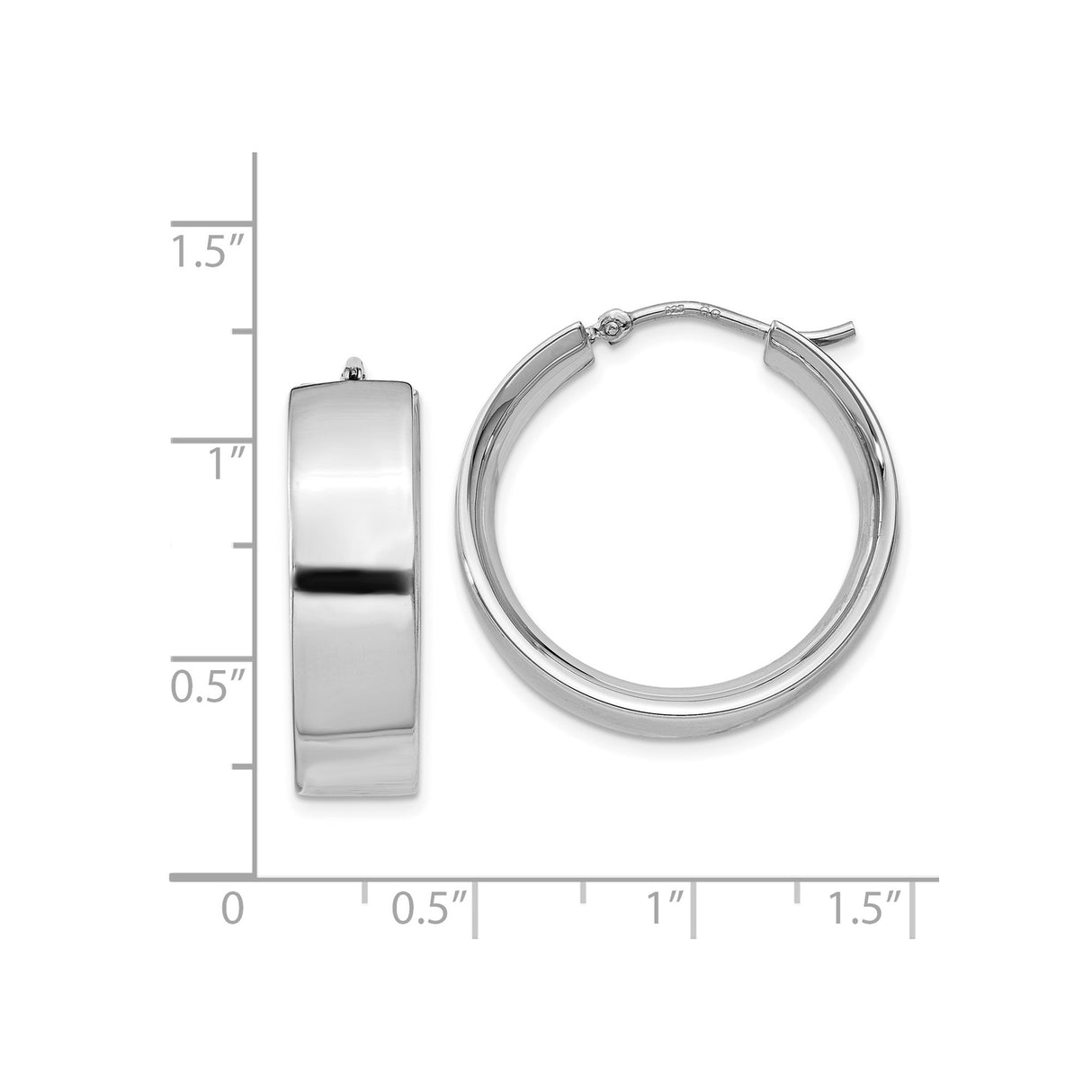Sterling Silver Hoop Earrings, Wide Polished Finish, Classic Minimalist Style for Women