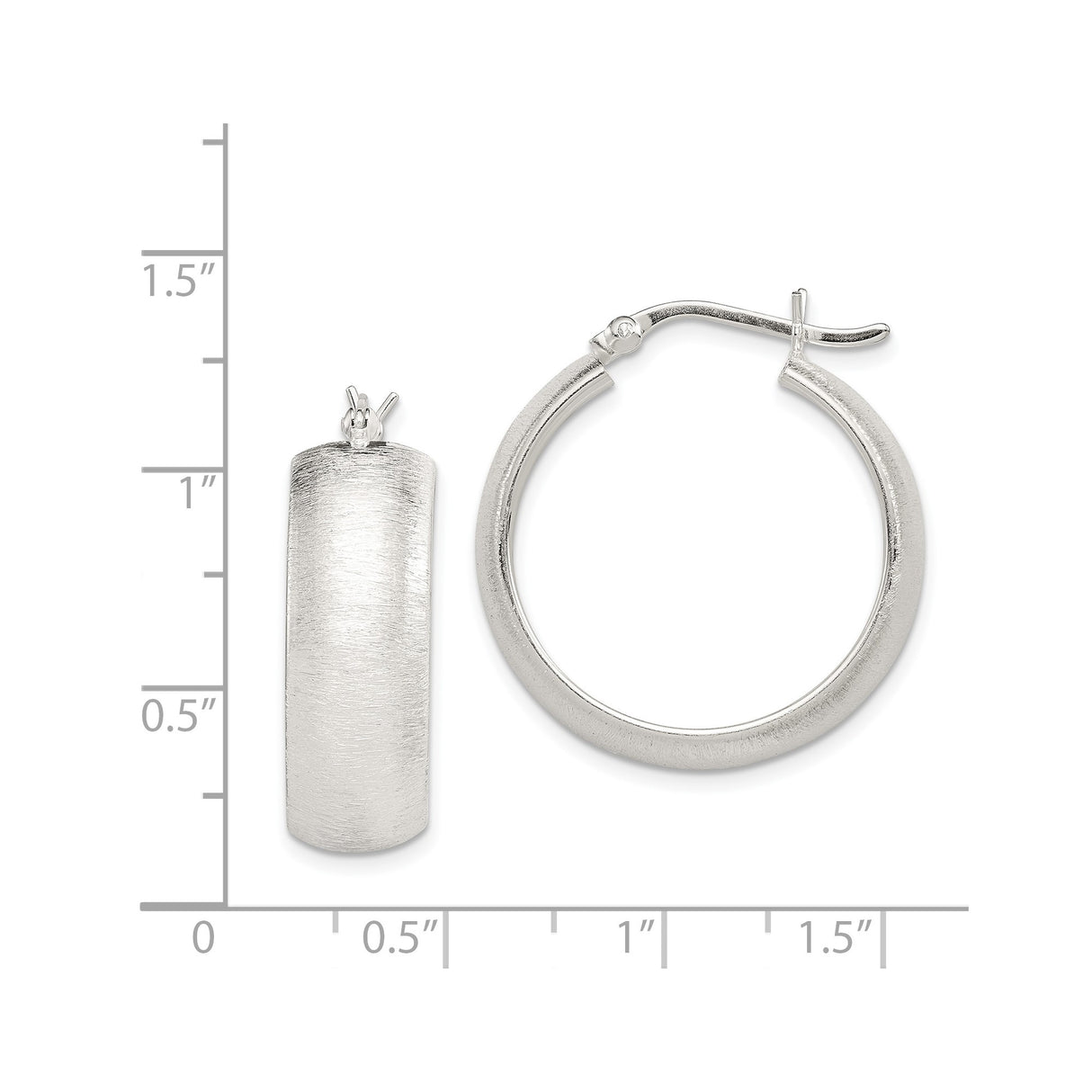 Sterling Silver Hoop Earrings with Brushed Textured Finish, Modern Minimalist Round Design