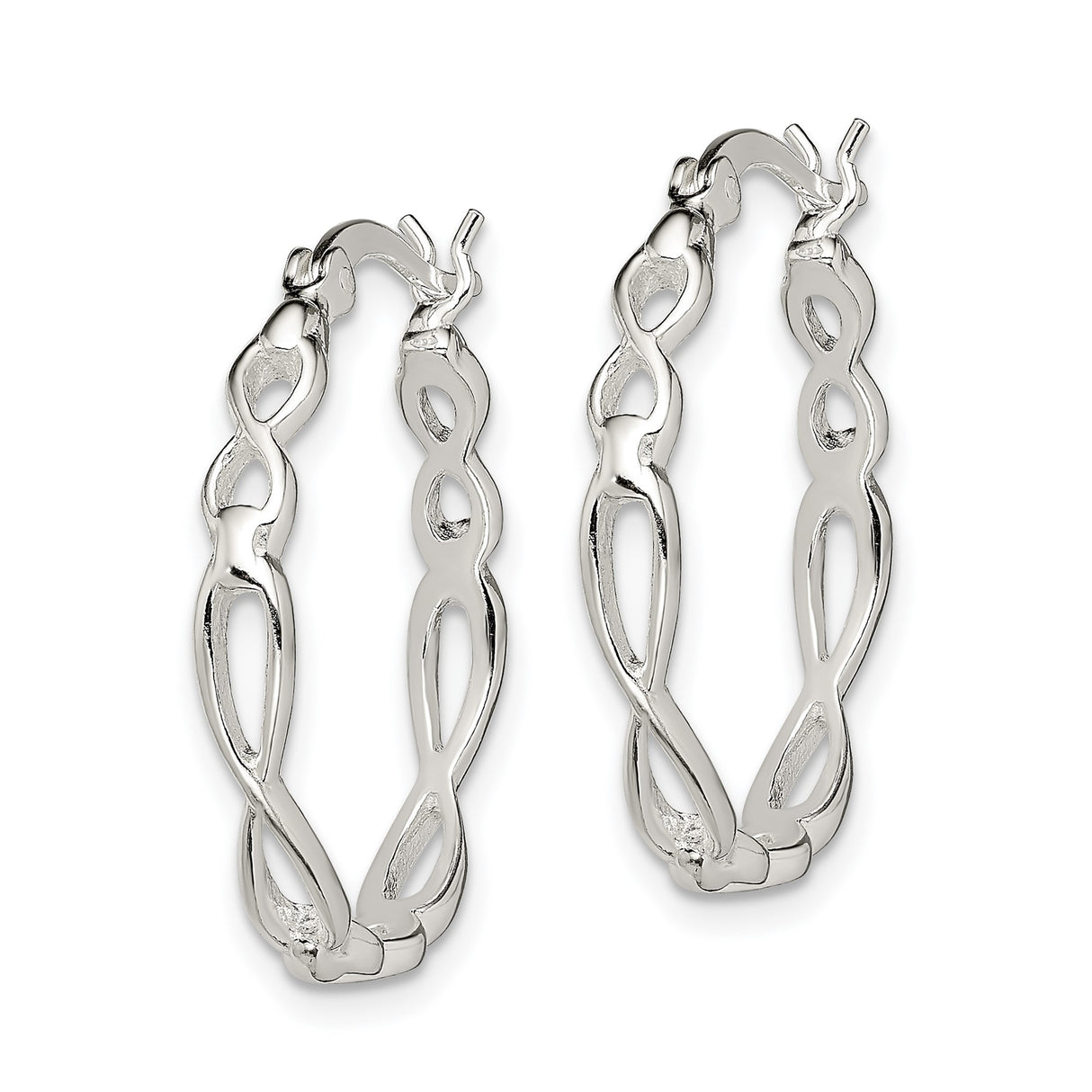 Sterling Silver Hoop Earrings with Bamboo Texture and Twisted Detail