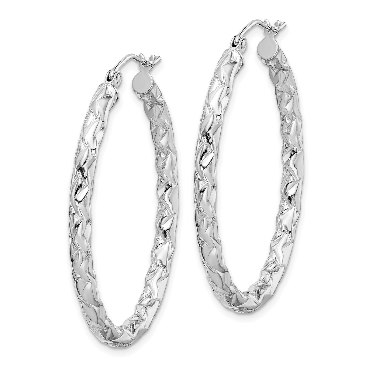 Sterling Silver Braided Hoop Earrings with Textured Woven Design, Oval Contemporary Style