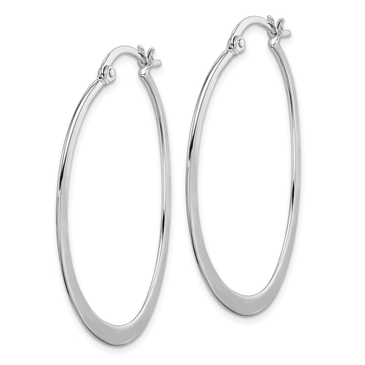 Sterling Silver Oval Hoop Earrings with Polished Finish, Minimalist Design for Women