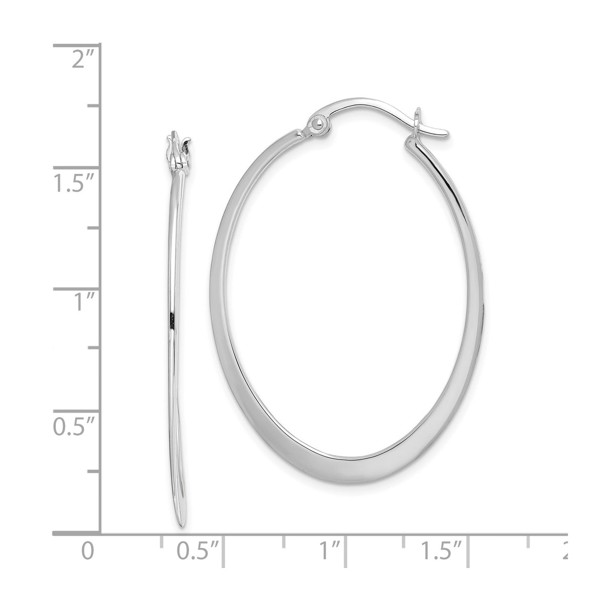 Sterling Silver Oval Hoop Earrings with Polished Finish, Minimalist Design for Women