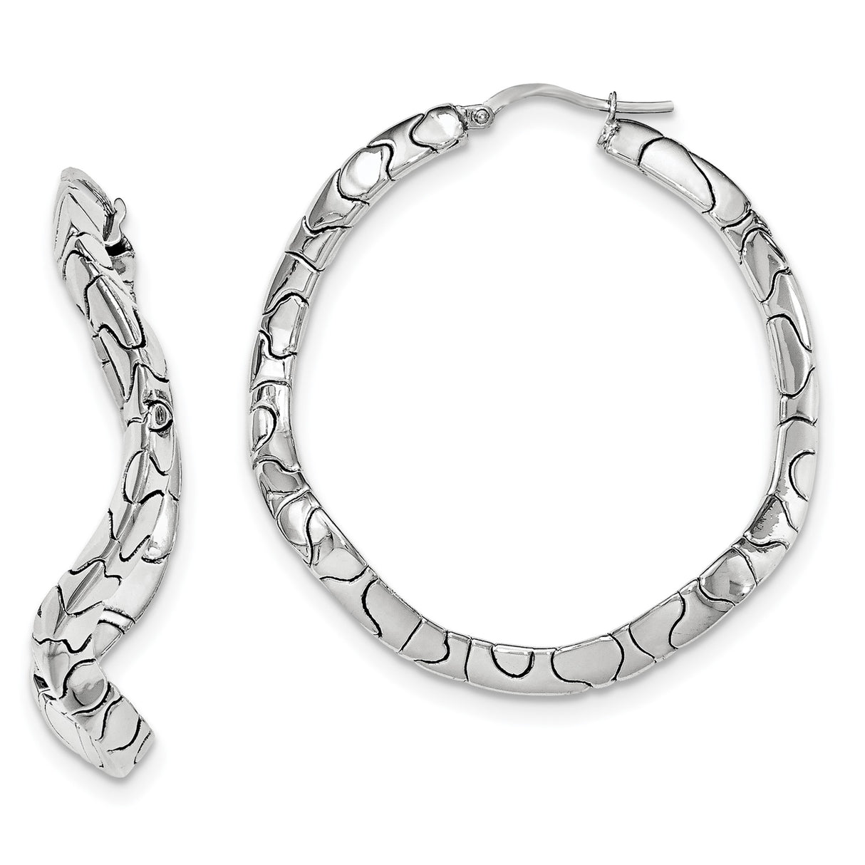 Sterling Silver Snake Hoop Earrings with Serpent Motif and Scale Pattern for Women