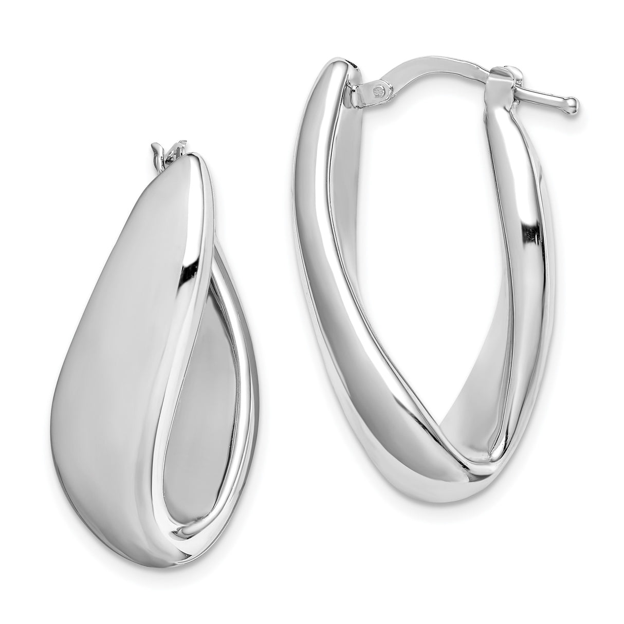 Sterling Silver Twist Hoop Earrings with Sleek Teardrop Design, Lightweight Modern Style