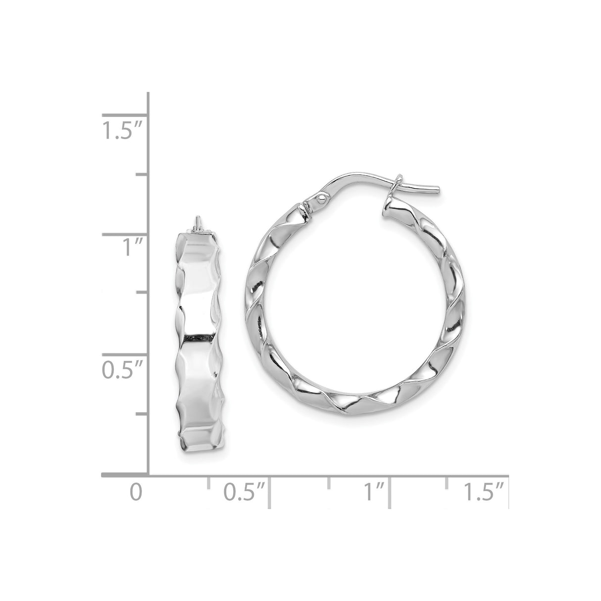 Sterling Silver Twisted Hoop Earrings, Faceted Polished Design, Lightweight Classic Style