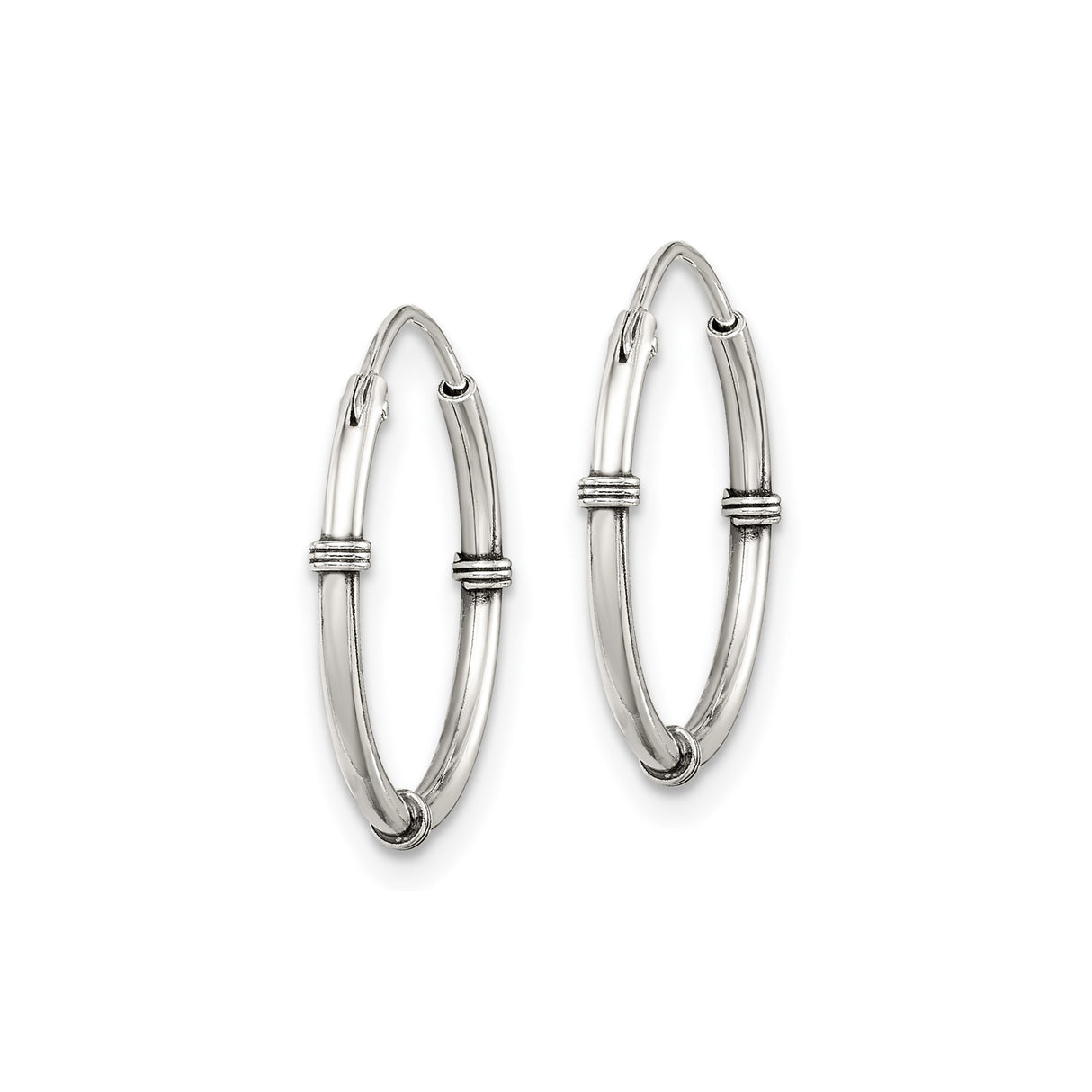Sterling Silver Hoop Earrings, Triple Band Design, High Polish Finish, Modern Minimalist Style