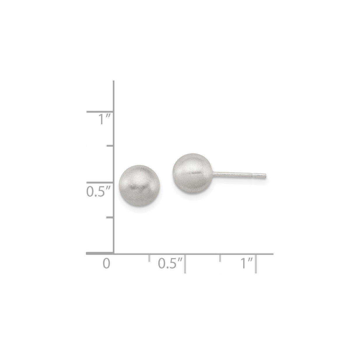 Sterling Silver Brushed Ball Stud Earrings, 7mm Matte Spherical Minimalist Design