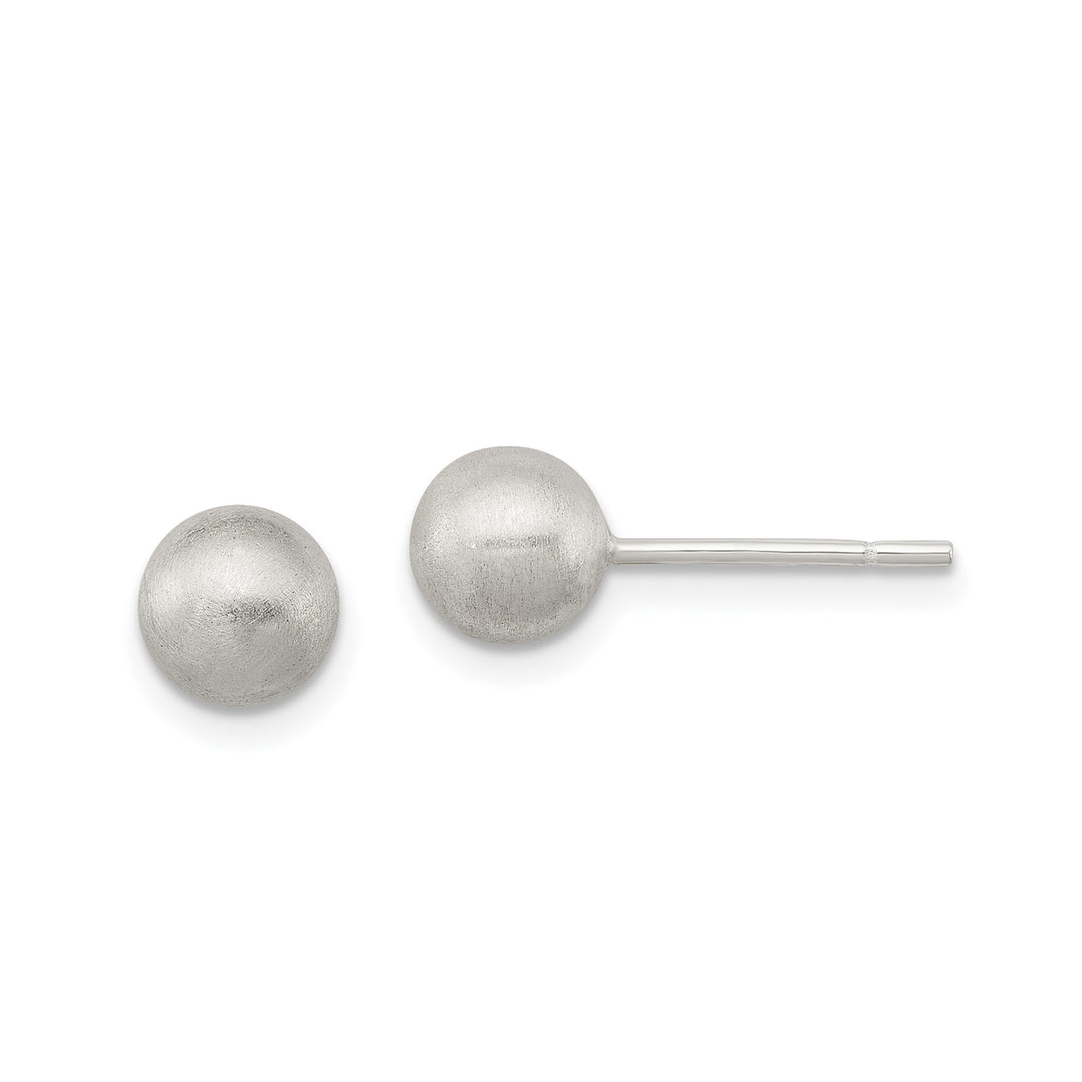 Sterling Silver Ball Stud Earrings, Brushed Matte Finish, Minimalist Unisex Design