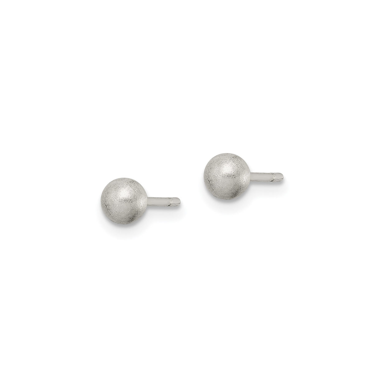 Sterling Silver Ball Stud Earrings with Brushed Satin Finish, Minimalist Round Design