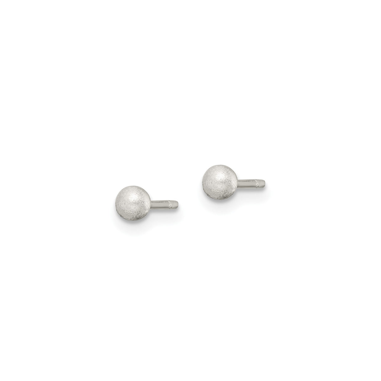 Sterling Silver Ball Stud Earrings, 3mm Matte Finish Round Minimalist Design