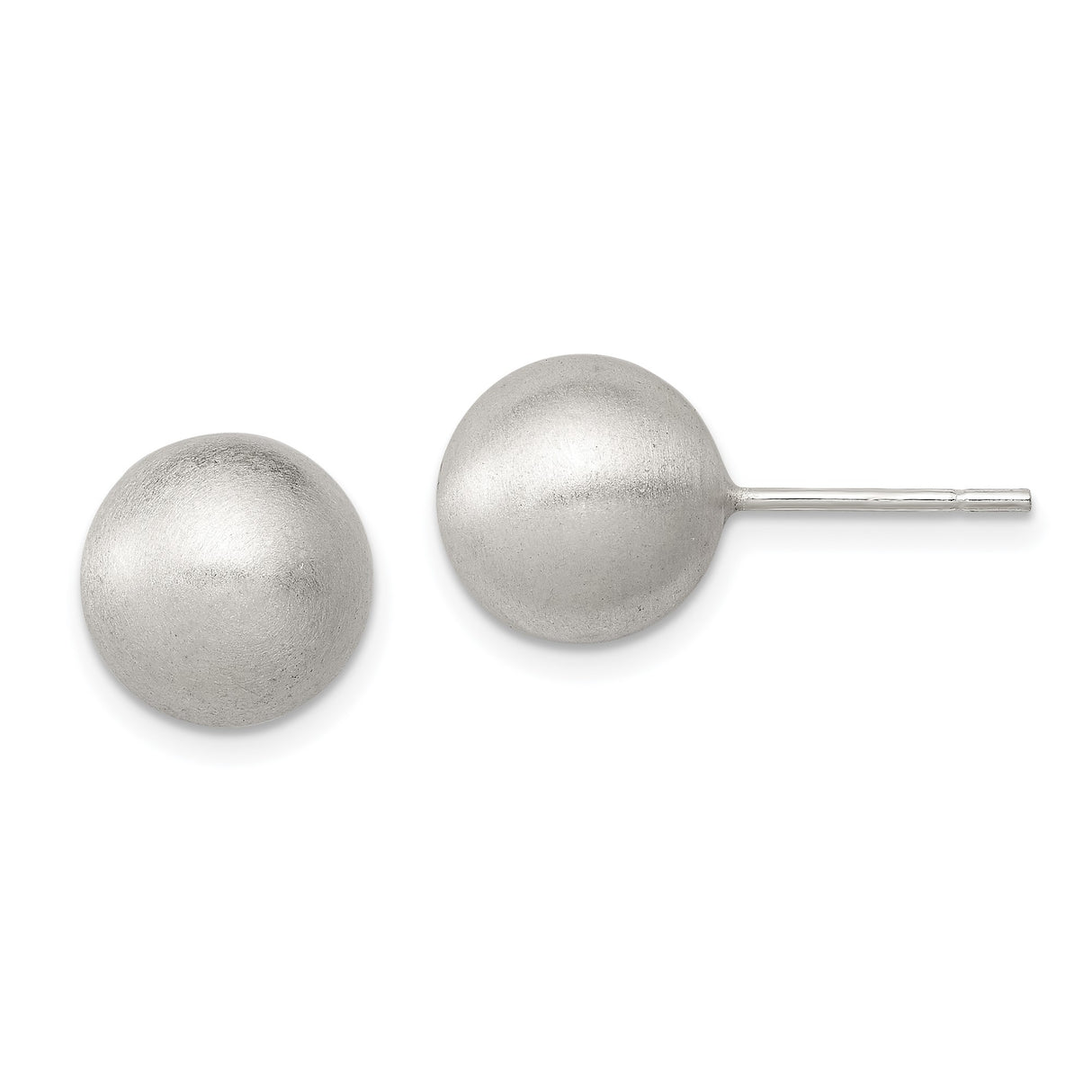 Sterling Silver Brushed Ball Stud Earrings with Minimalist Round Design