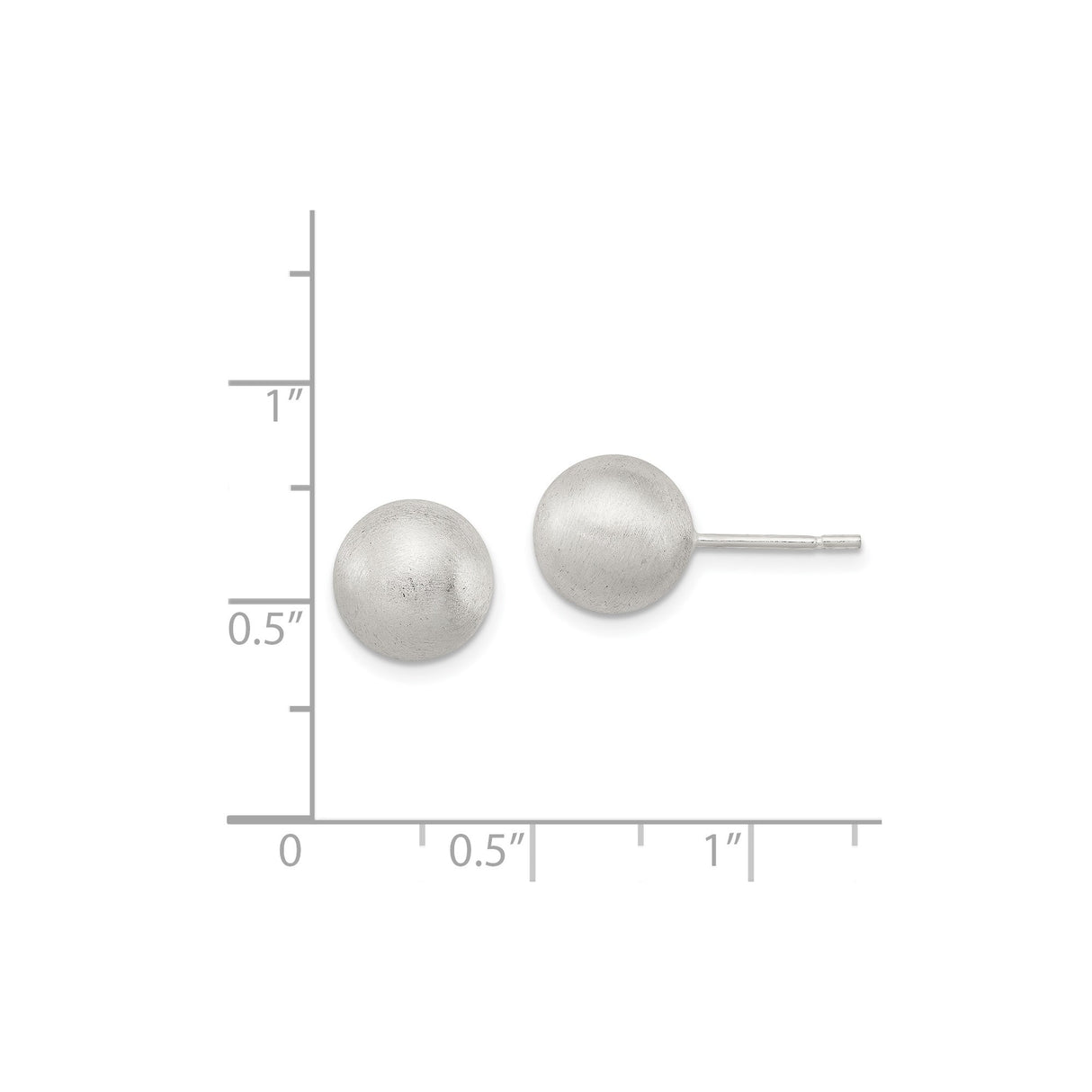 Sterling Silver Ball Stud Earrings, Brushed Matte Finish, Minimalist Round Design