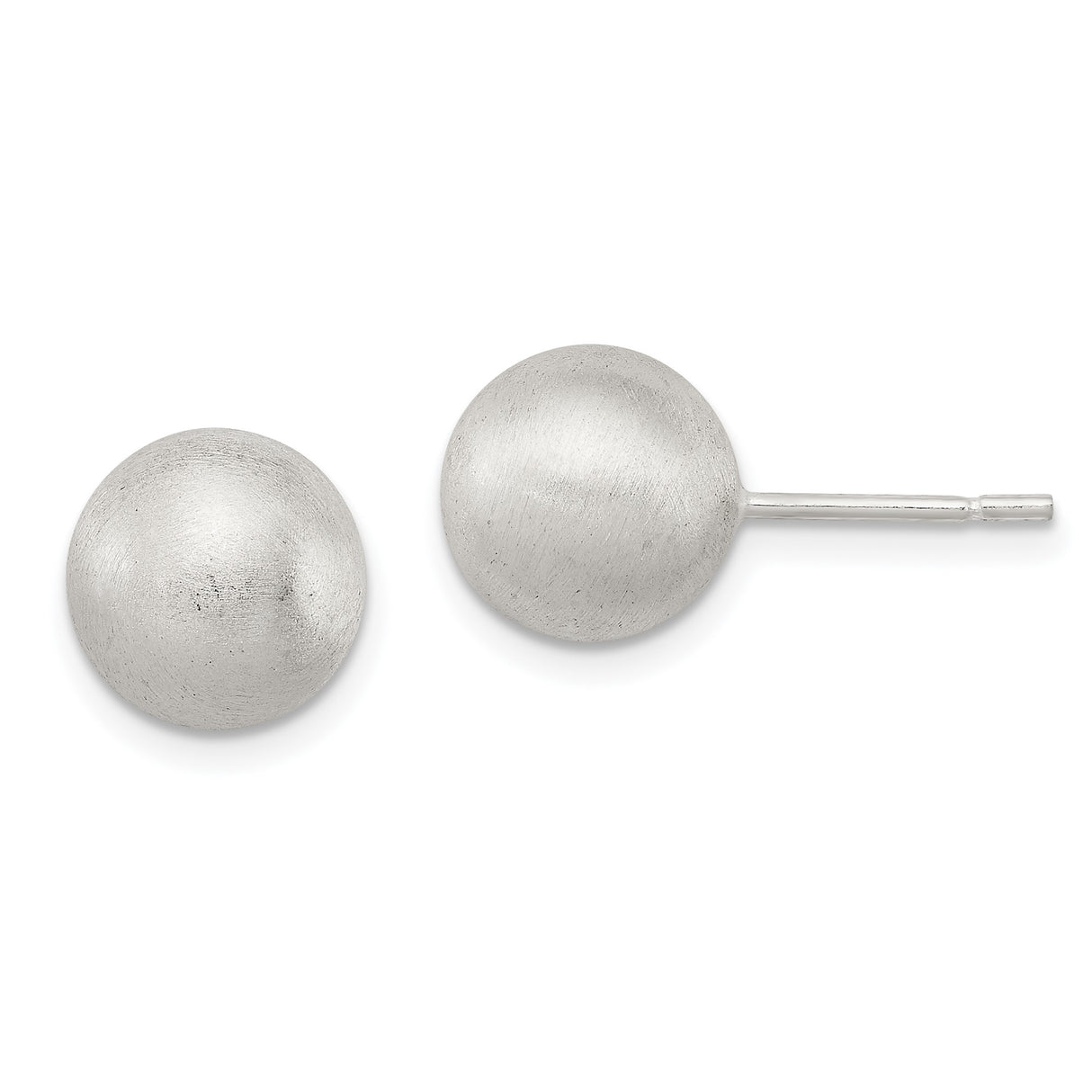 Sterling Silver Ball Stud Earrings, Brushed Matte Finish, Minimalist Round Design