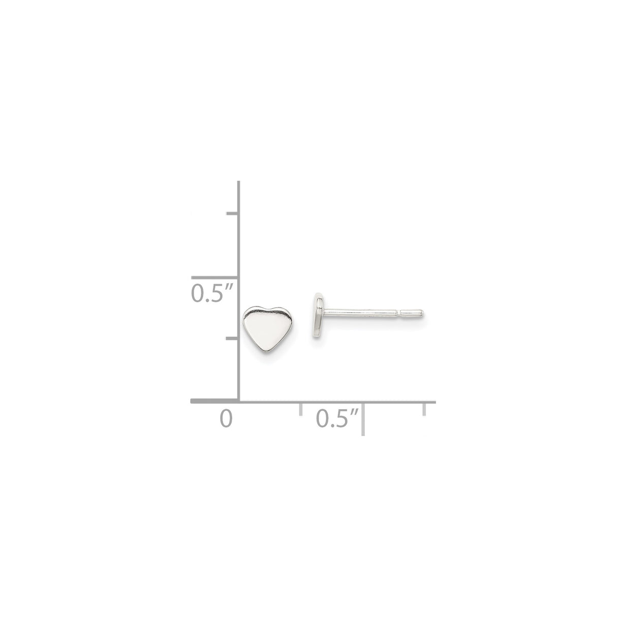 Sterling Silver Heart Stud Earrings, Polished Minimalist Design, Feminine Romantic Style