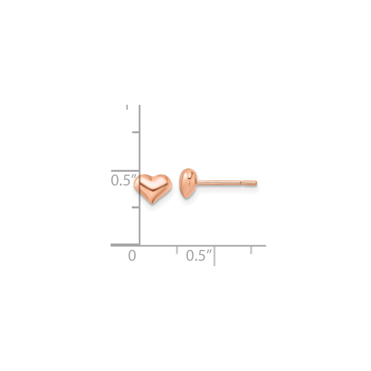 Sterling Silver Heart Stud Earrings, Rose Gold Tone, Polished Finish, Romantic Minimalist Style