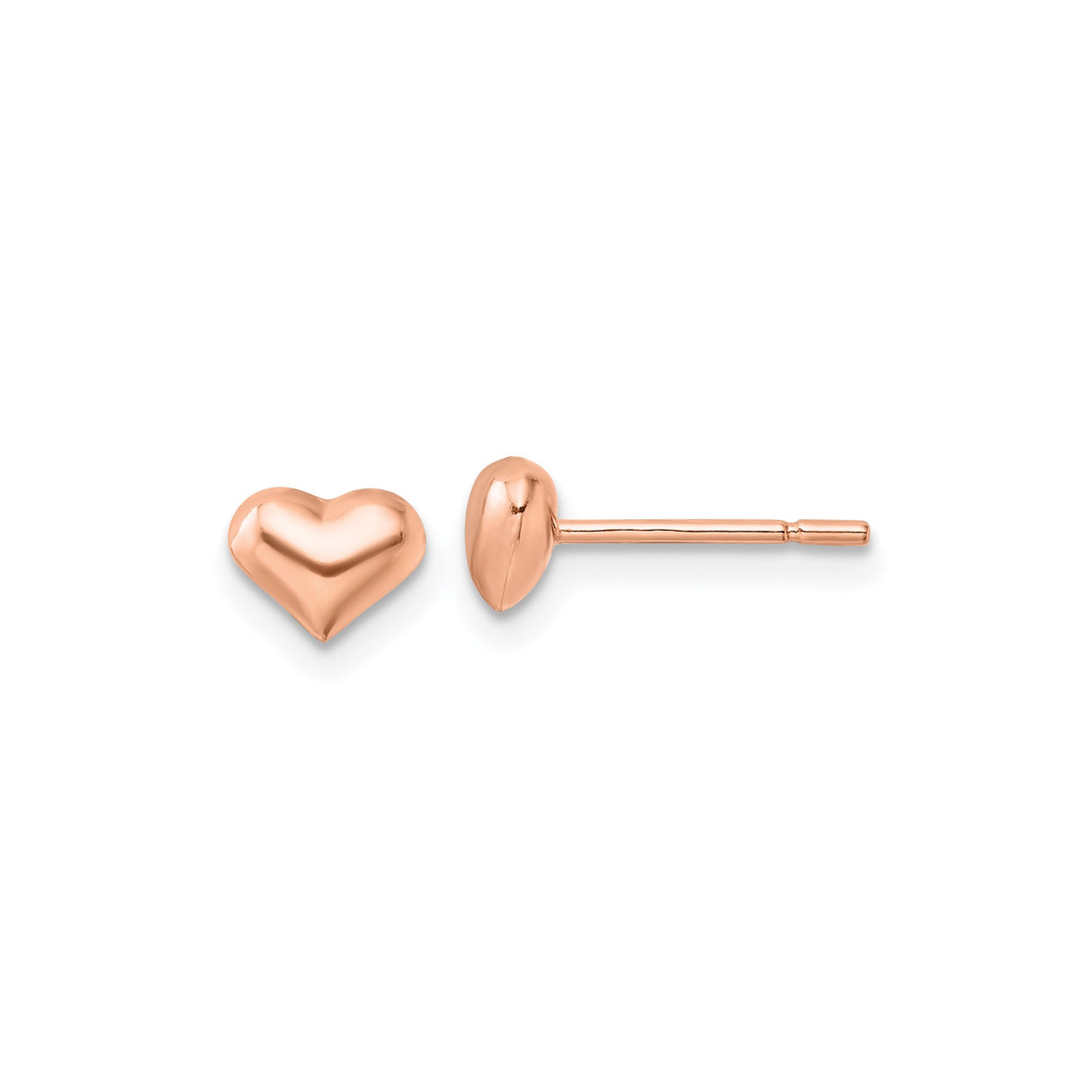 Sterling Silver Heart Stud Earrings, Rose Gold Tone, Polished Finish, Romantic Minimalist Style