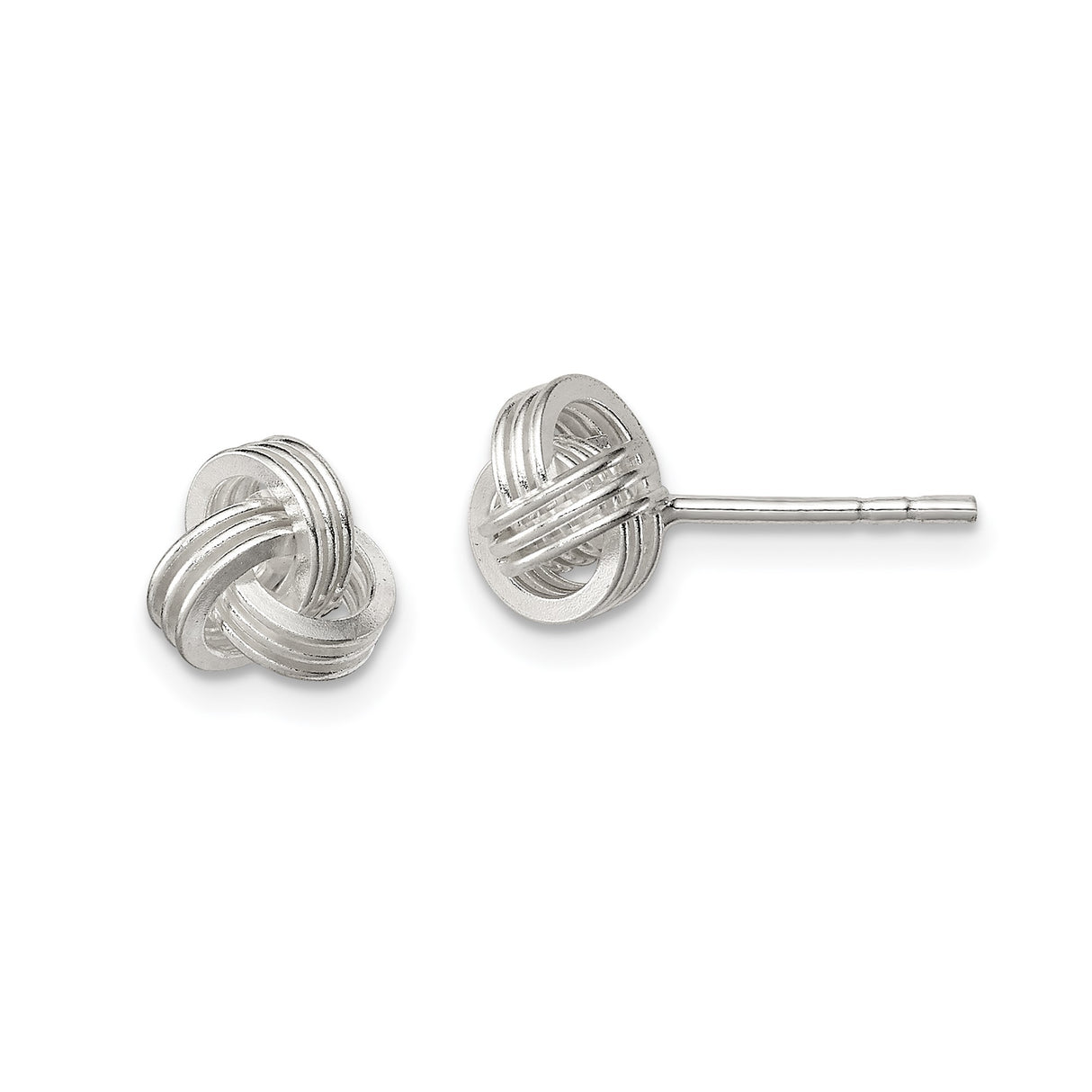 Sterling Silver Love Knot Stud Earrings with Intertwined Knot Design Representing Eternal Love
