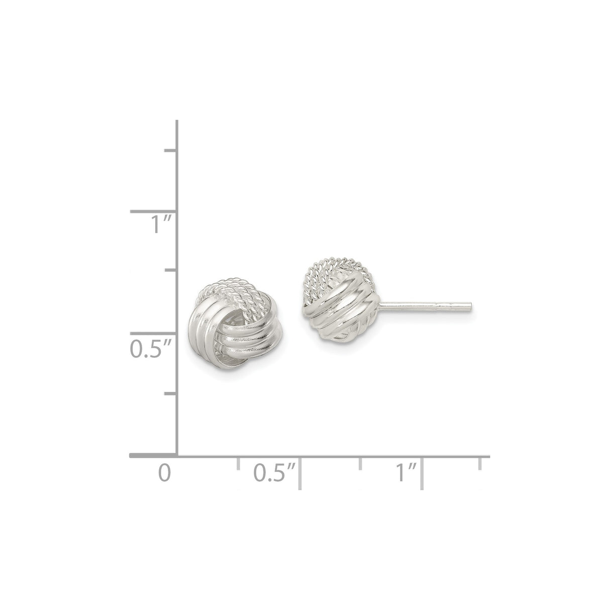 Sterling Silver Love Knot Stud Earrings with Polished and Twisted Textures