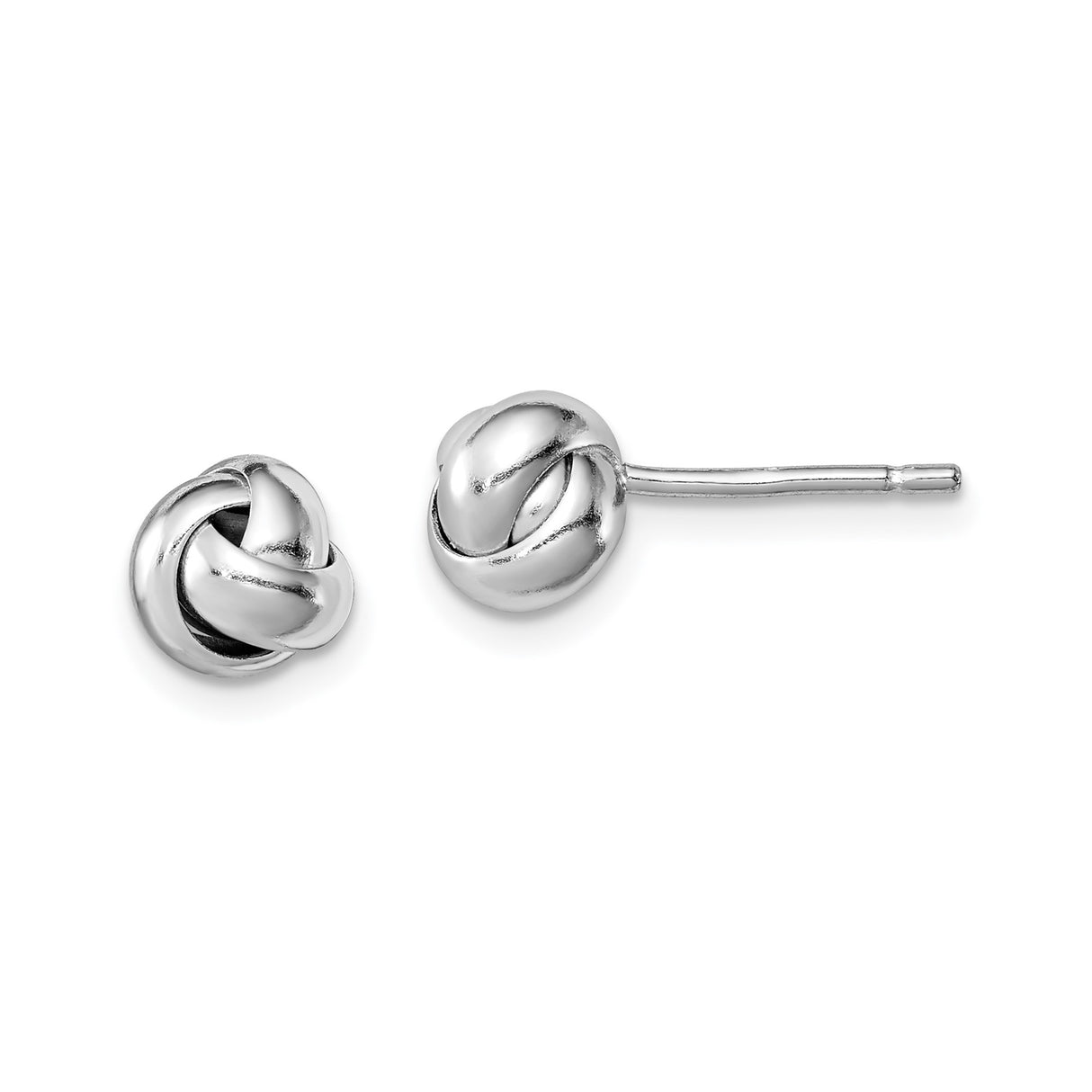 Sterling Silver Love Knot Stud Earrings with Twisted Design and Polished Finish