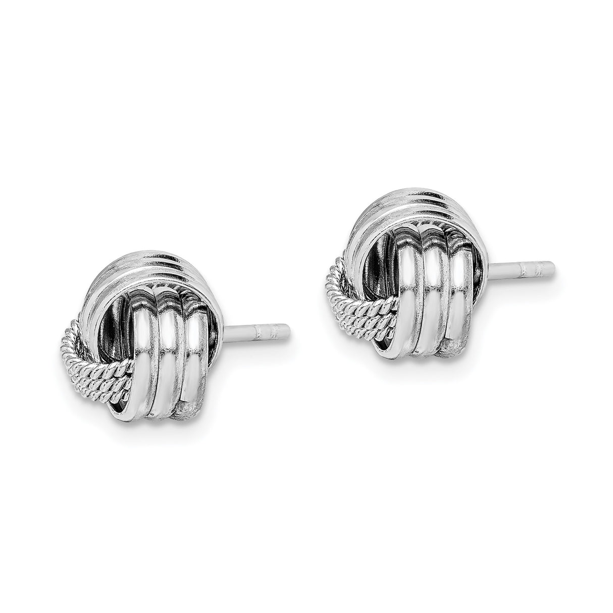 Sterling Silver Love Knot Stud Earrings with Polished Twisted Loop Design