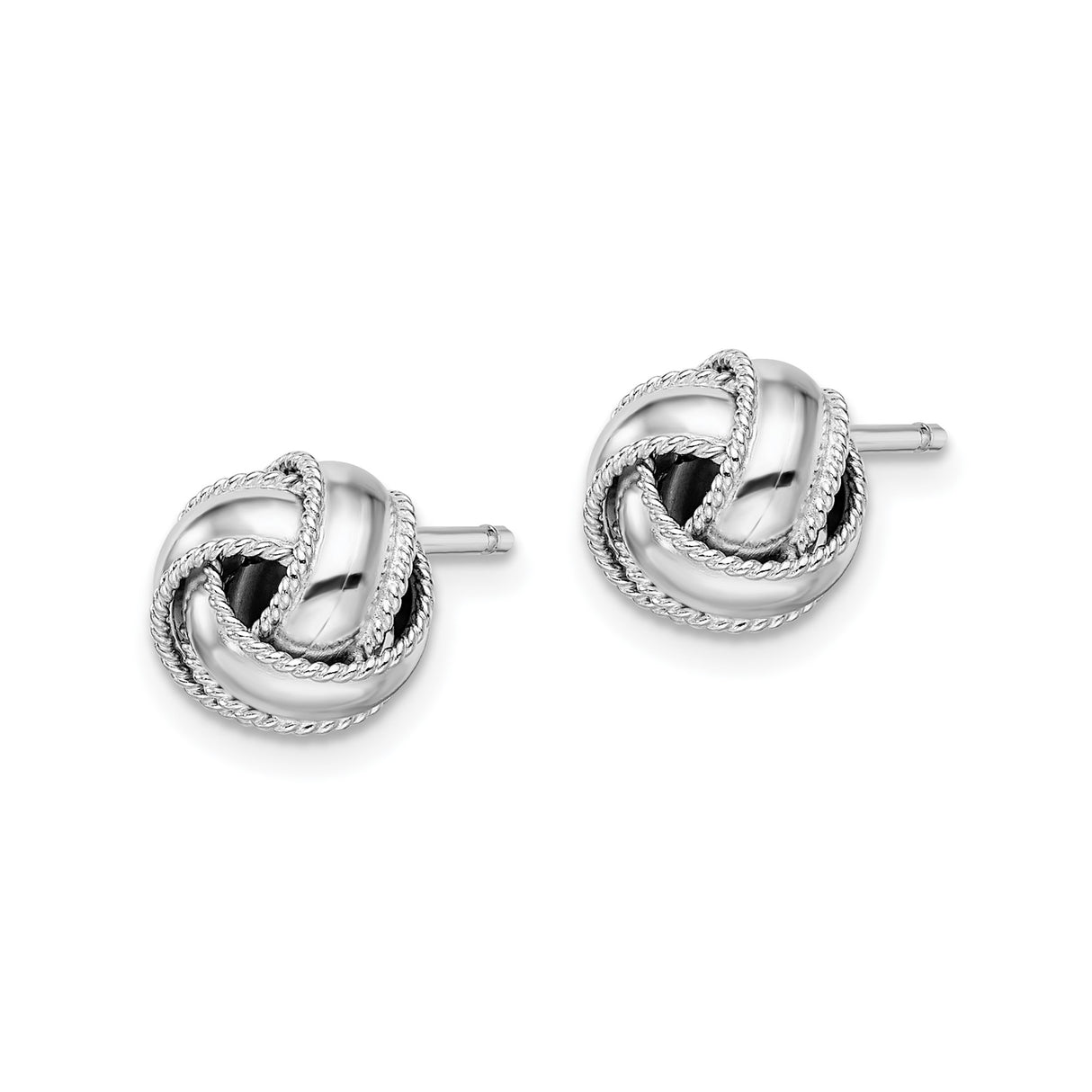 Sterling Silver Love Knot Stud Earrings with Polished and Rope Texture Design
