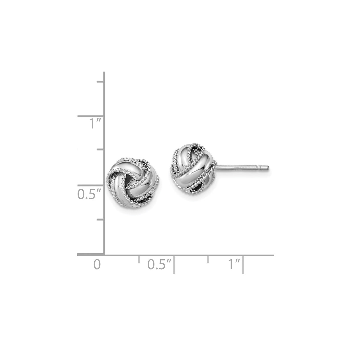 Sterling Silver Love Knot Stud Earrings with Polished and Rope Texture Design
