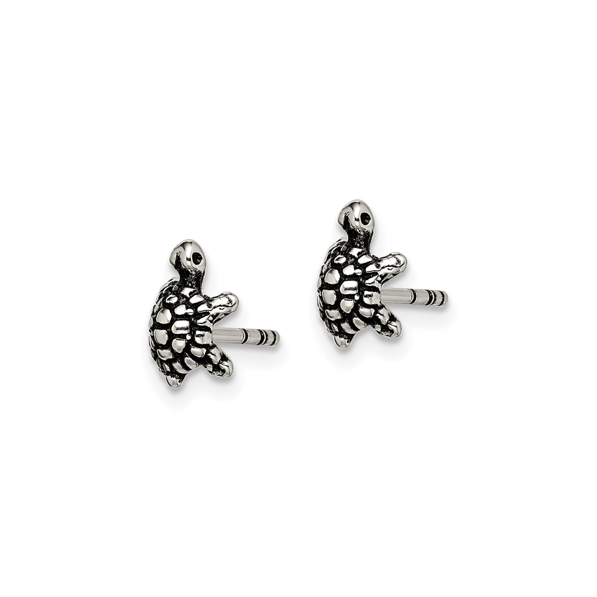 Sterling Silver Turtle Stud Earrings, Sea Turtle Design, Nature and Ocean Theme for Women and Girls