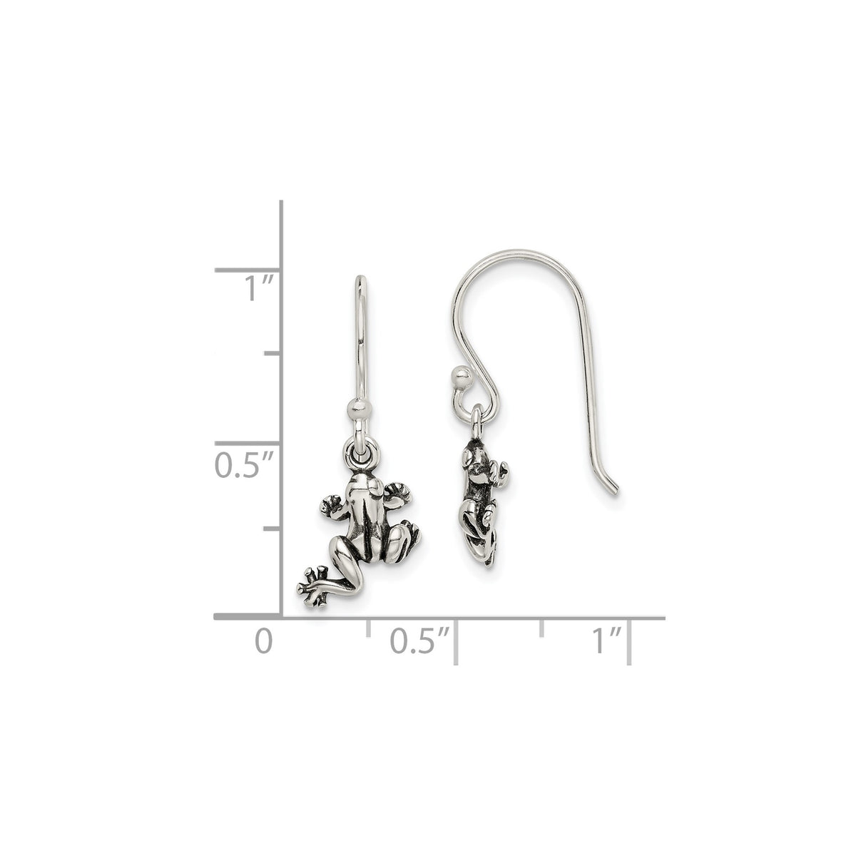 Sterling Silver Dangle Earrings with 3D Frog Charms, Nature Inspired Animal Jewelry for Women
