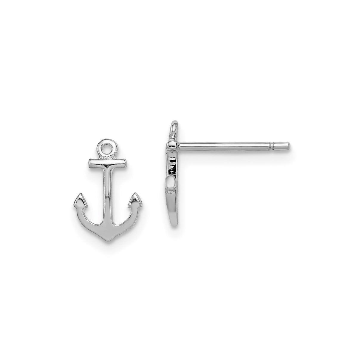 Sterling Silver Anchor Stud Earrings, Nautical Theme Jewelry for Women