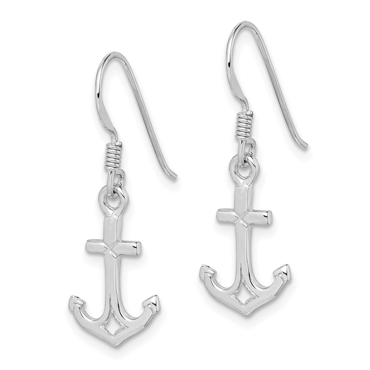 Sterling Silver Anchor Dangle Earrings with Nautical Charm and Coastal Theme