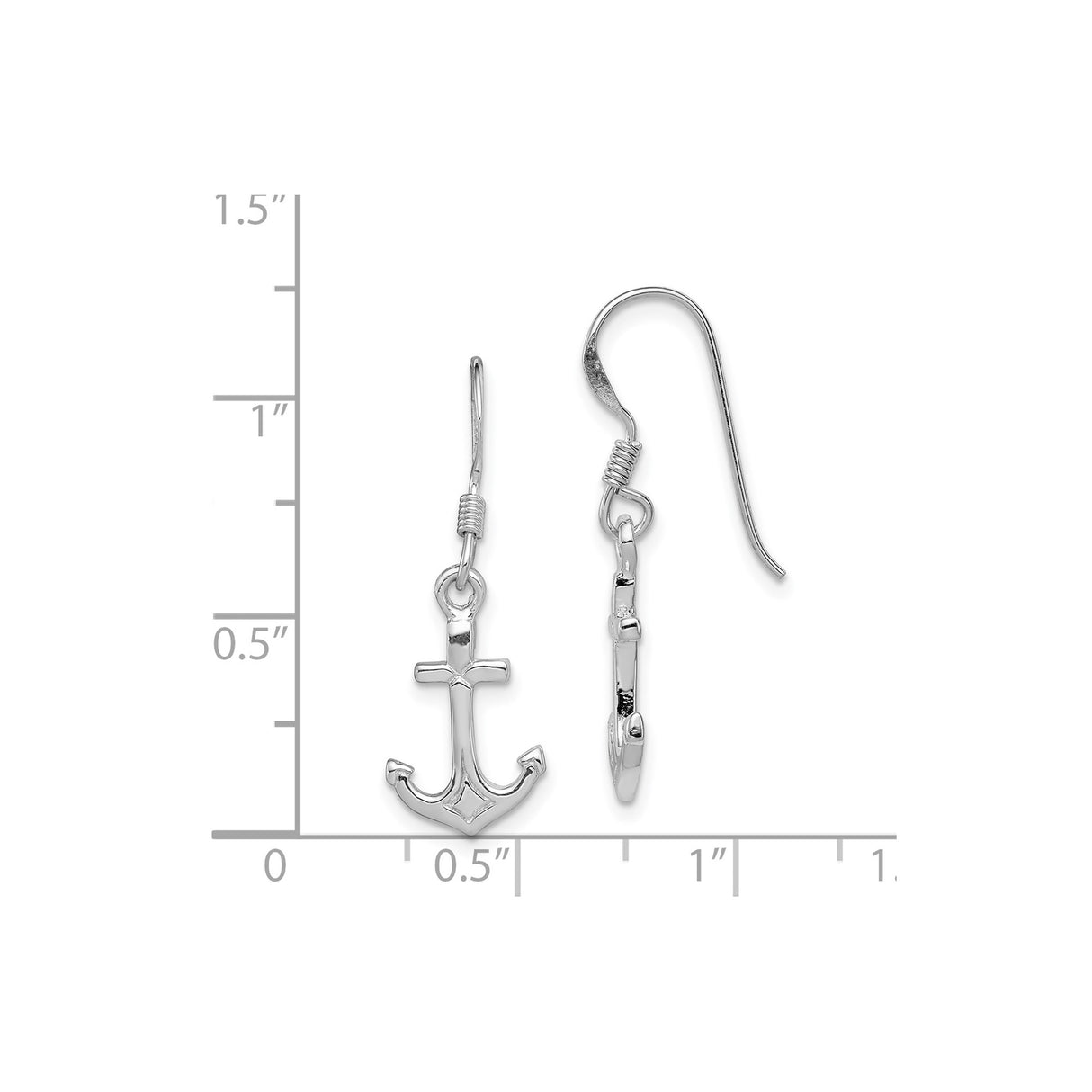 Sterling Silver Anchor Dangle Earrings with Nautical Charm and Coastal Theme