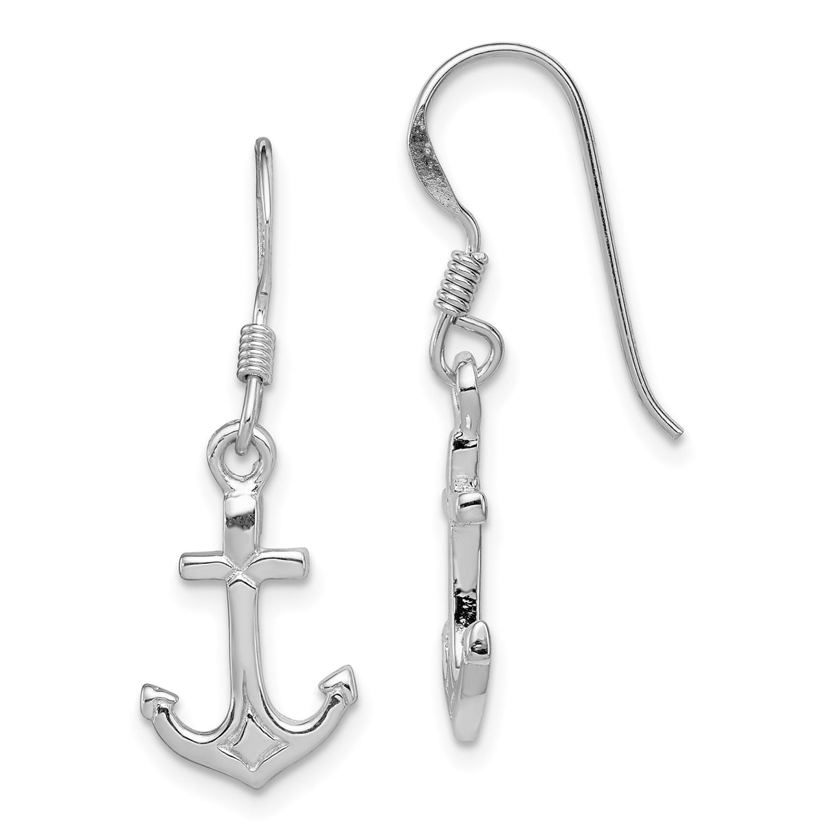 Sterling Silver Anchor Dangle Earrings with Nautical Charm and Coastal Theme
