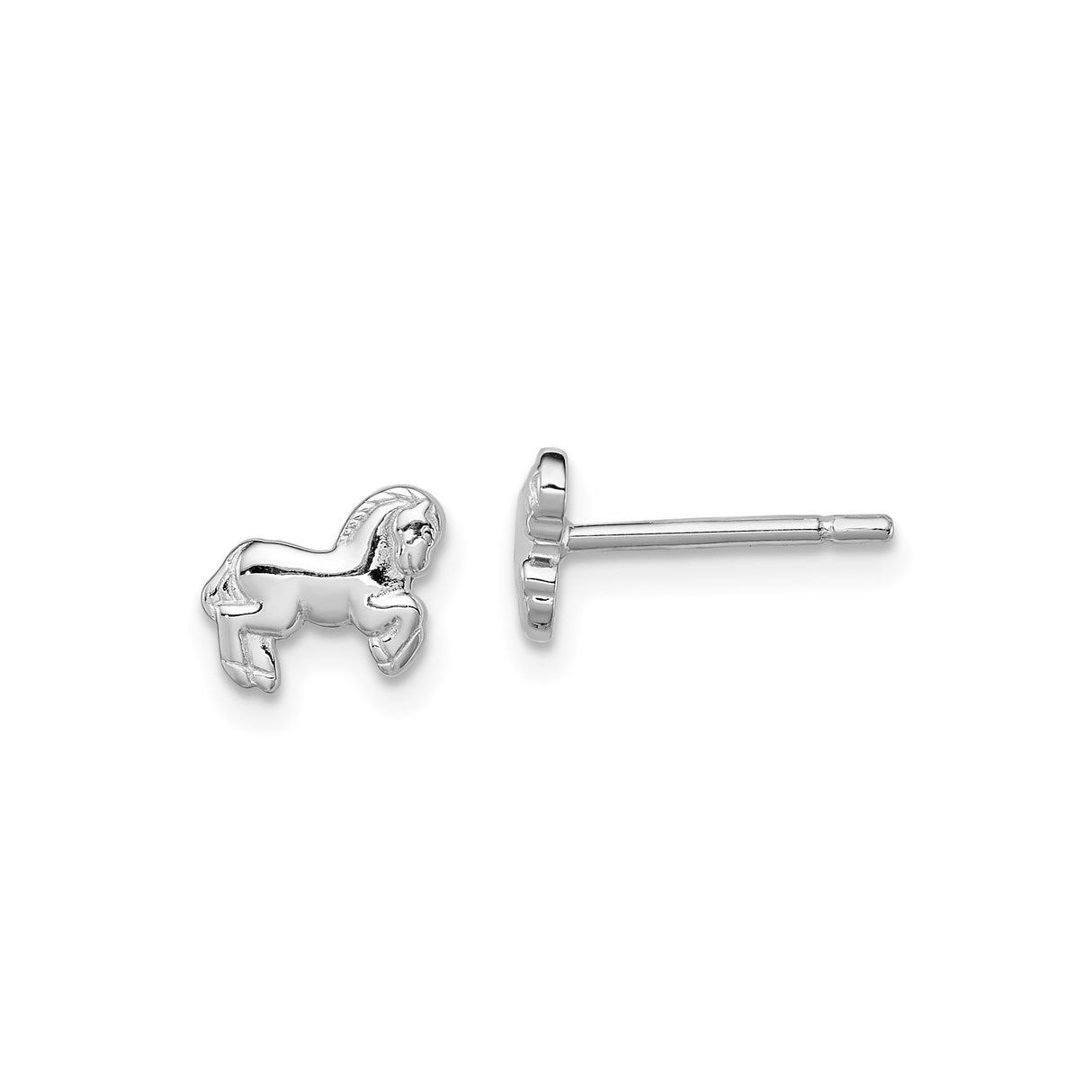 Sterling Silver Horse Stud Earrings with Realistic Pony Design for Women and Girls