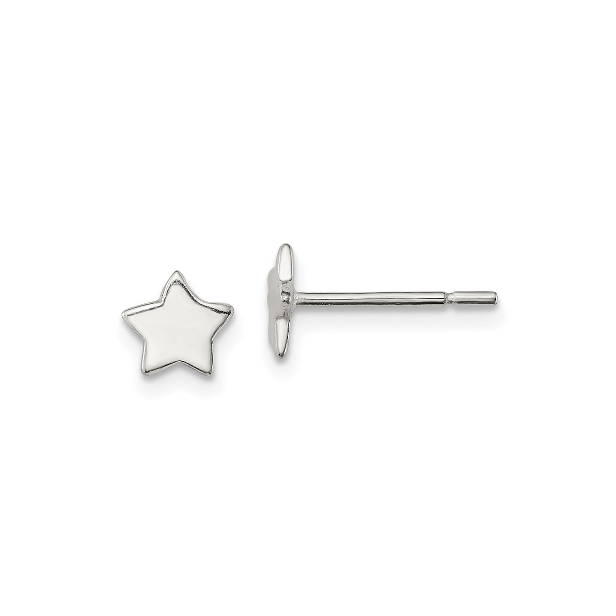 Sterling Silver Star Stud Earrings, Minimalist Five-Point Design for Women and Girls