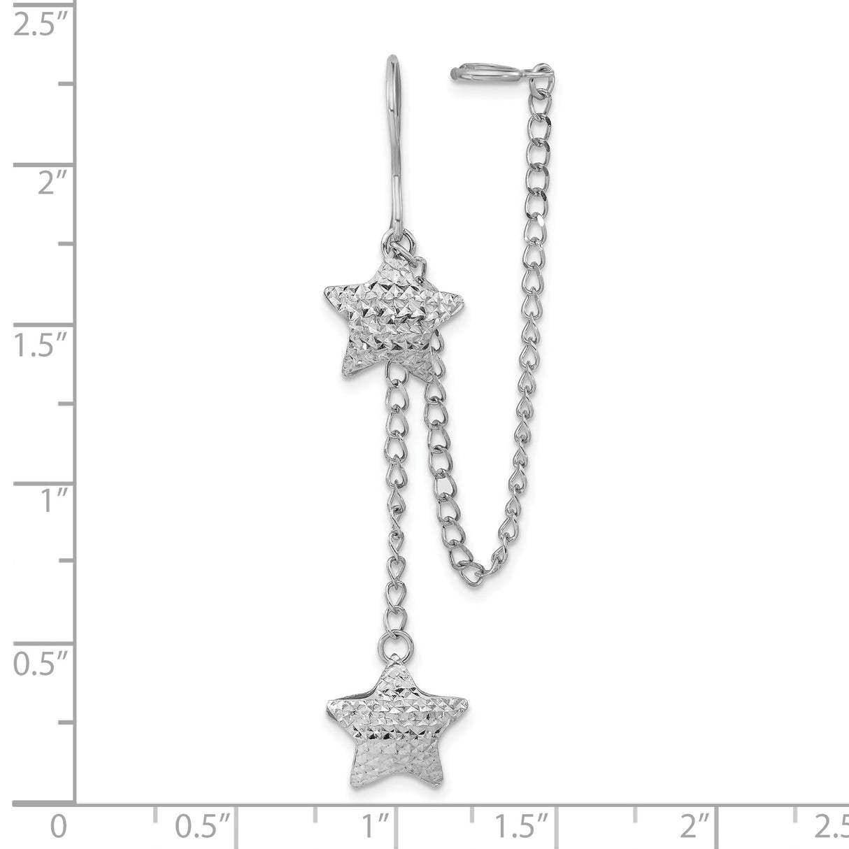 Sterling Silver Dangle Earrings with Delicate Chains and Textured Star Charms