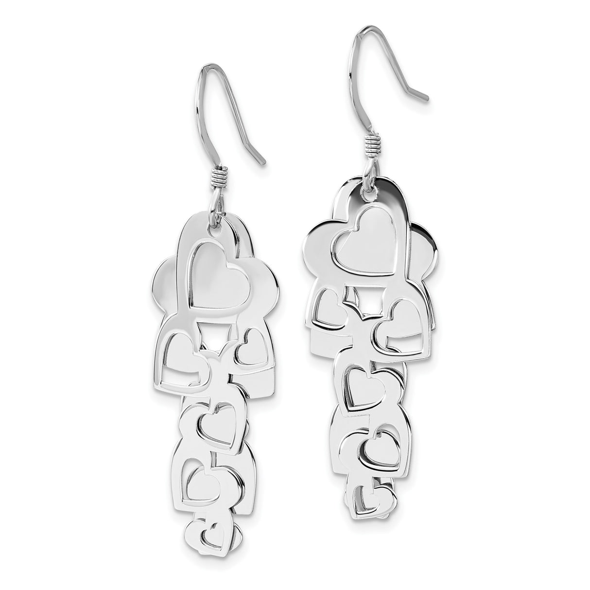 Sterling Silver Dangle Earrings with Interlocking Heart Design for Women