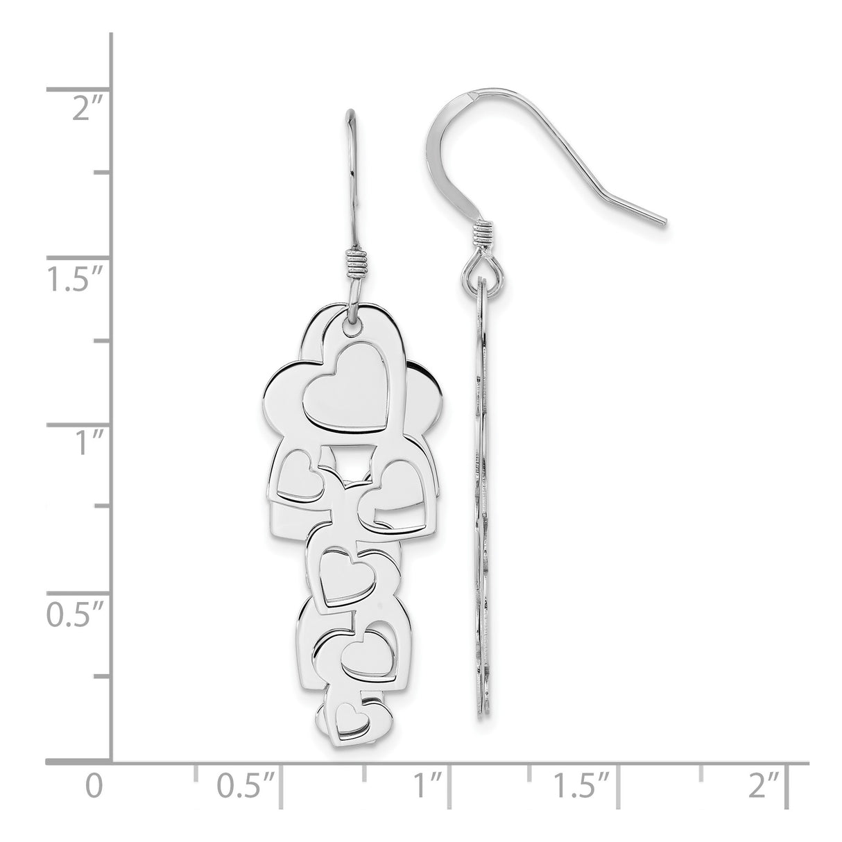 Sterling Silver Dangle Earrings with Interlocking Heart Design for Women