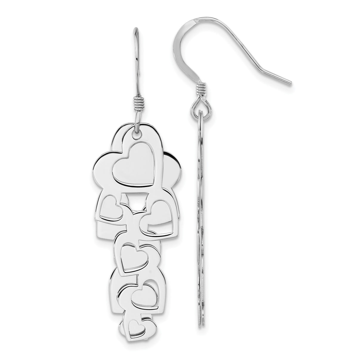 Sterling Silver Dangle Earrings with Interlocking Heart Design for Women