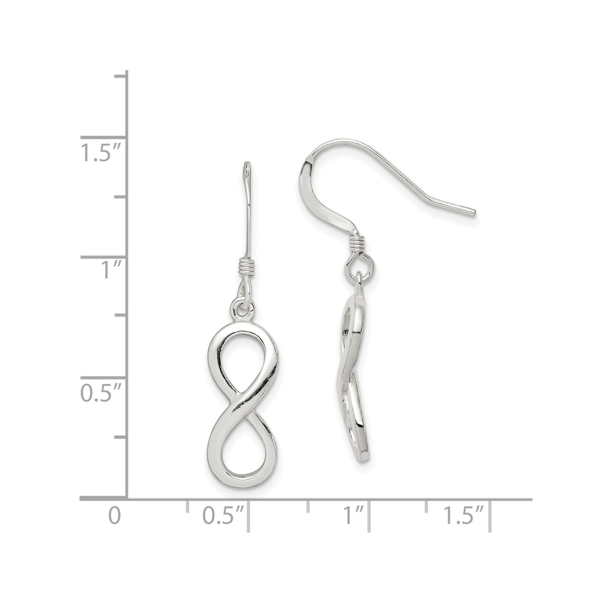 Sterling Silver Infinity Symbol Dangle Earrings, Polished Minimalist Design for Women
